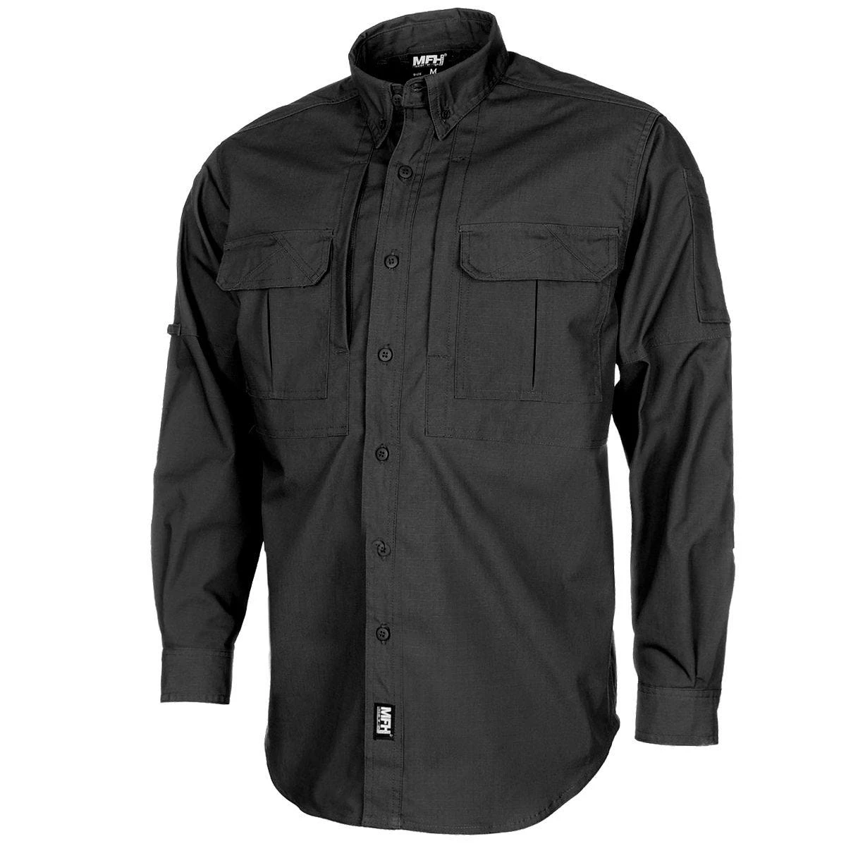 MFH Long Sleeved Teflon Coated Ripstop Attack Shirt Black 1 MFH Long Sleeved Teflon Coated Ripstop Attack Shirt Black