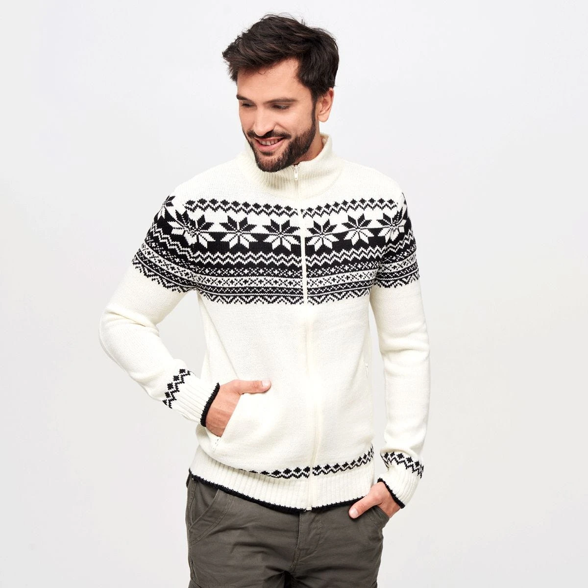 Condo Clothing Shop -Condo Clothing Shop 5030 7 Brandit Cardigan Norweger White 3 2